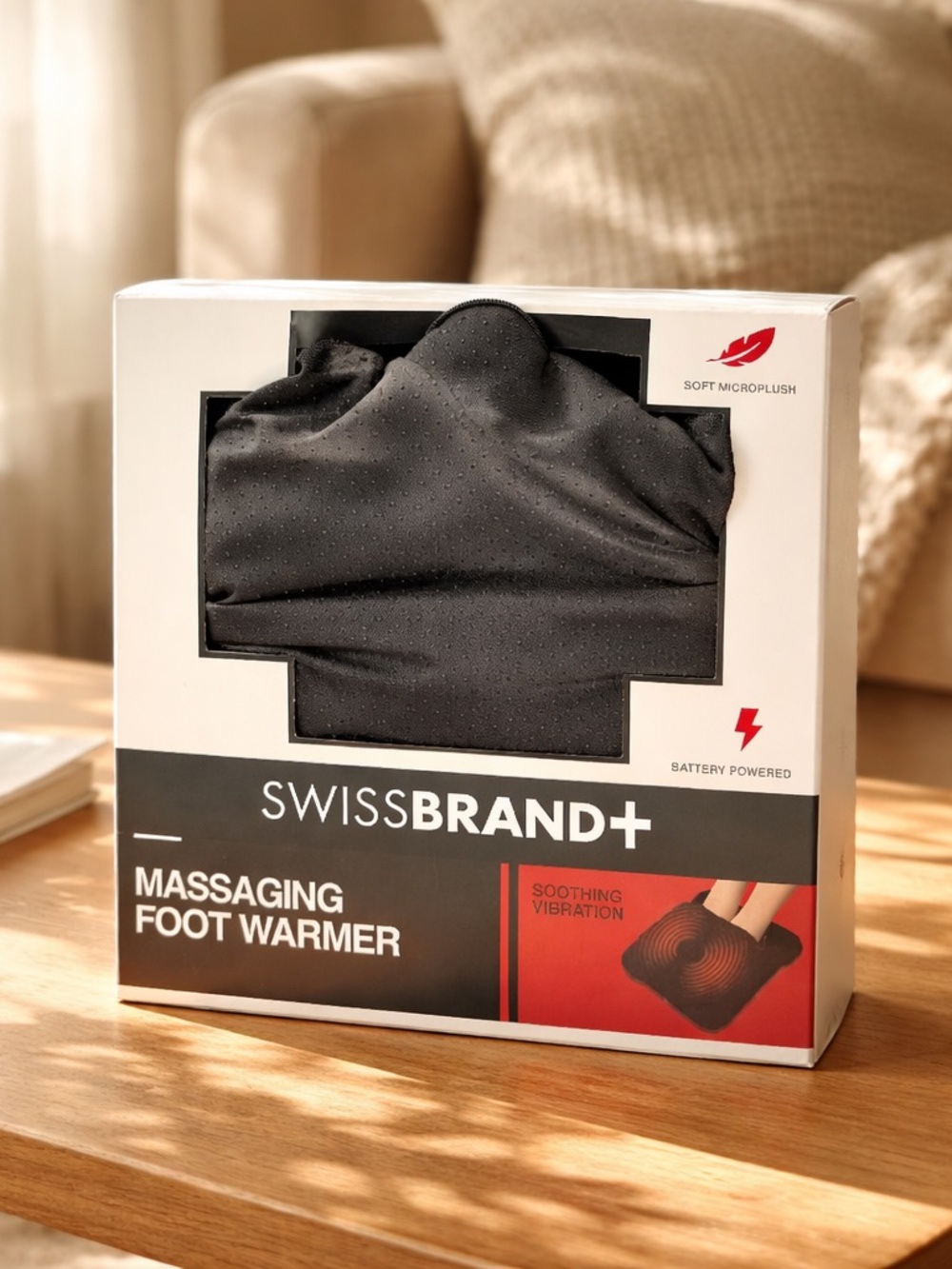 Black Massaging Foot Warmer - Soft Microplush